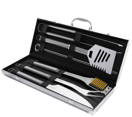 Home-Complete 8-Piece Barbecue Grill Stainlessteel Tool Set