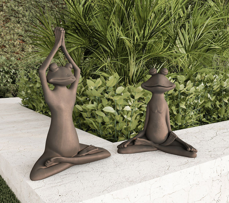 Pure Garden Stretching Frog Statue Garden Decor — View 3