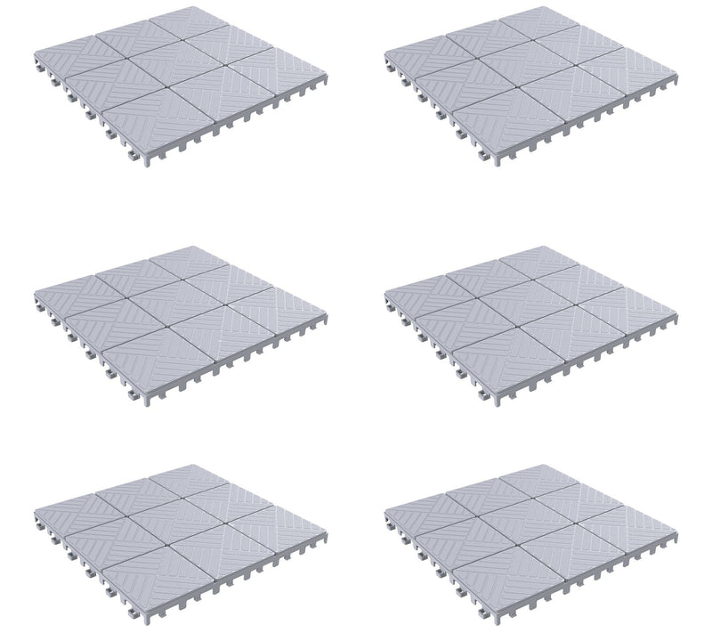 Pure Garden Set of 6 Gray InterlockingPatio Tiles — Main view