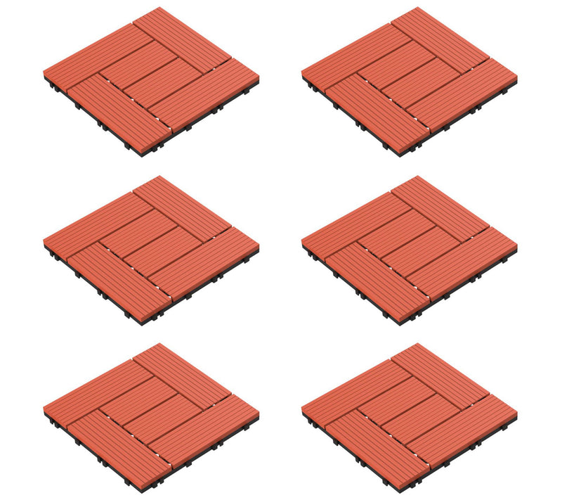 Pure Garden 6-Piece Interlocking Terra Cotta Color Patio Tiles — Main view