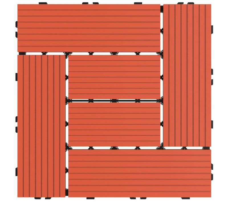 Pure Garden 6-Piece Interlocking Terra Cotta Color Patio Tiles — View 2