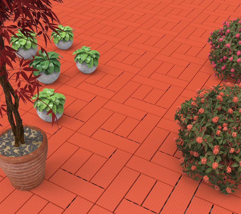 Pure Garden 6-Piece Interlocking Terra Cotta Color Patio Tiles — View 8