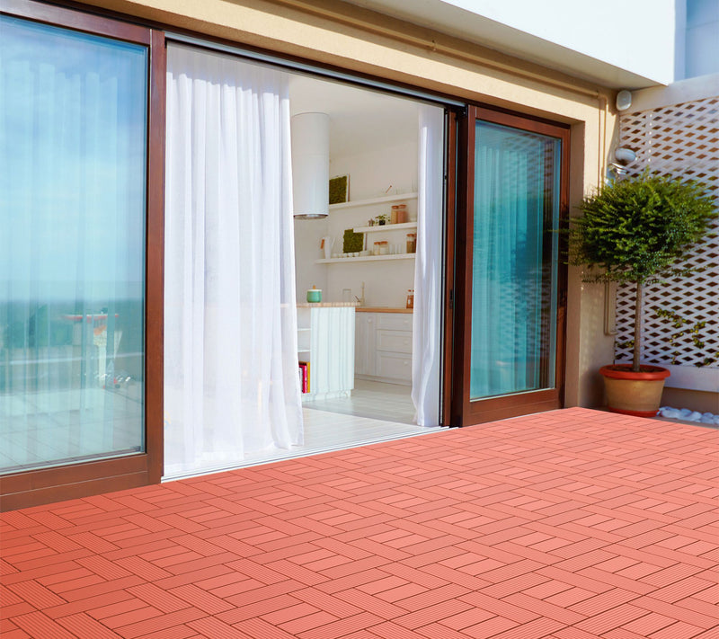 Pure Garden 6-Piece Interlocking Terra Cotta Color Patio Tiles — View 7