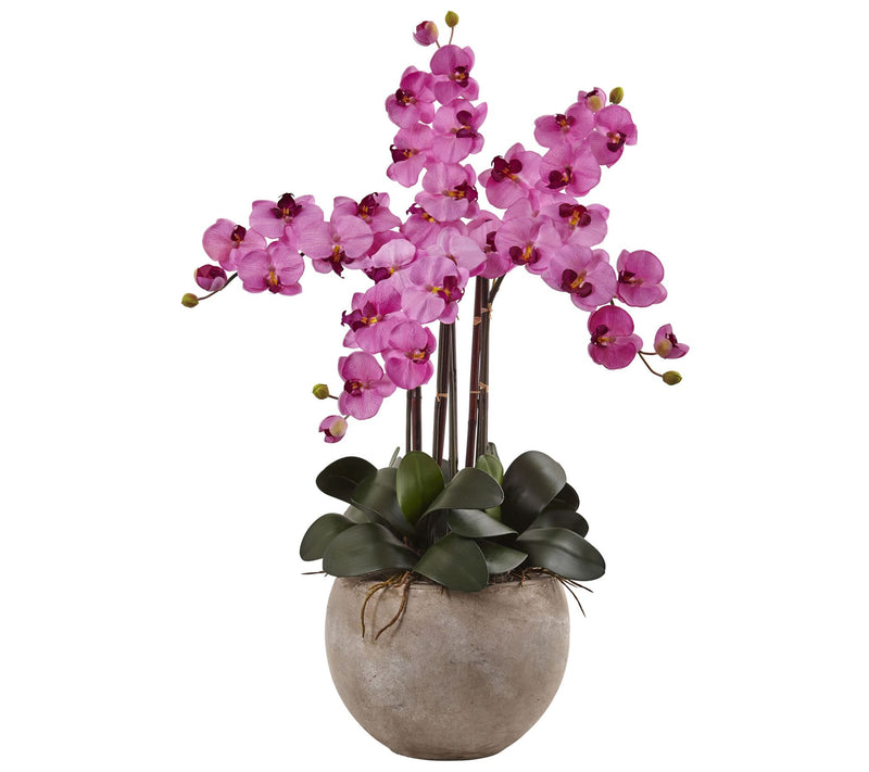 Phalaenopsis Orchid Arrangement in Bowl by Nearly Natural — View 11