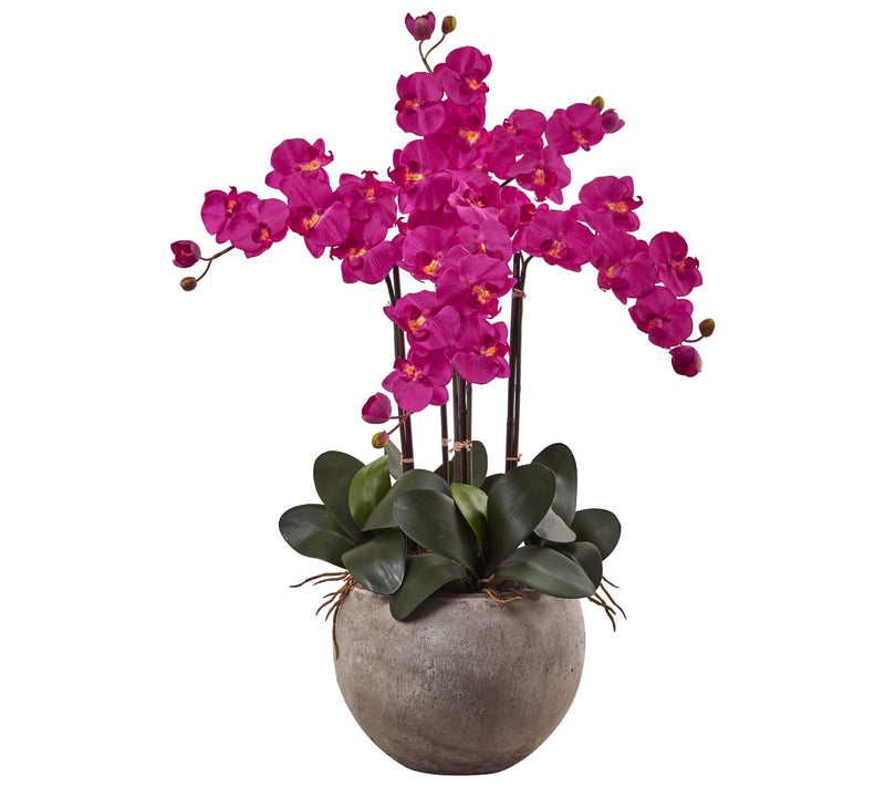 Phalaenopsis Orchid Arrangement in Bowl by Nearly Natural — View 3