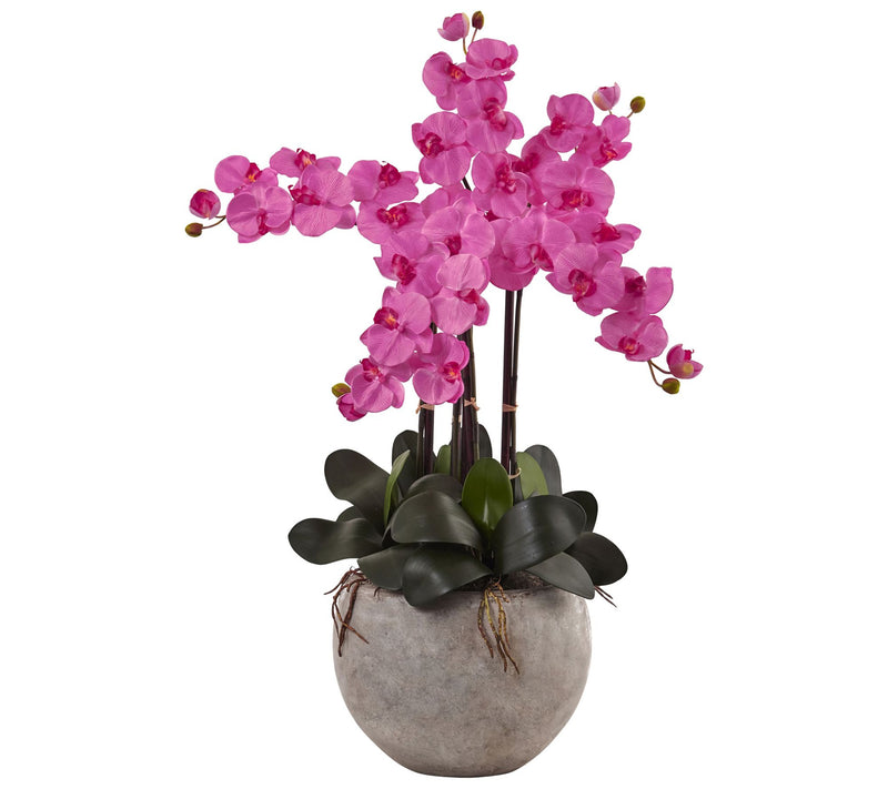 Phalaenopsis Orchid Arrangement in Bowl by Nearly Natural — View 7