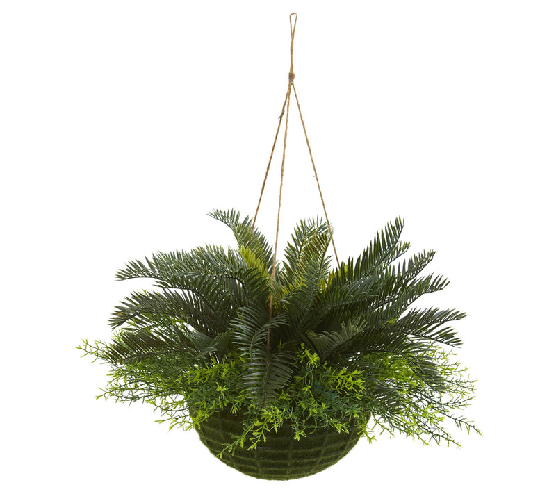Cycas Artificial Plant Hanging Basket  by Nearly Natural — Main view
