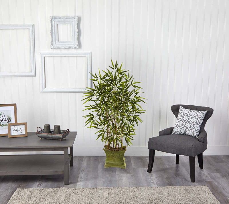 45" Bamboo Tree with Decorative Planter by Nearly Natural — View 2
