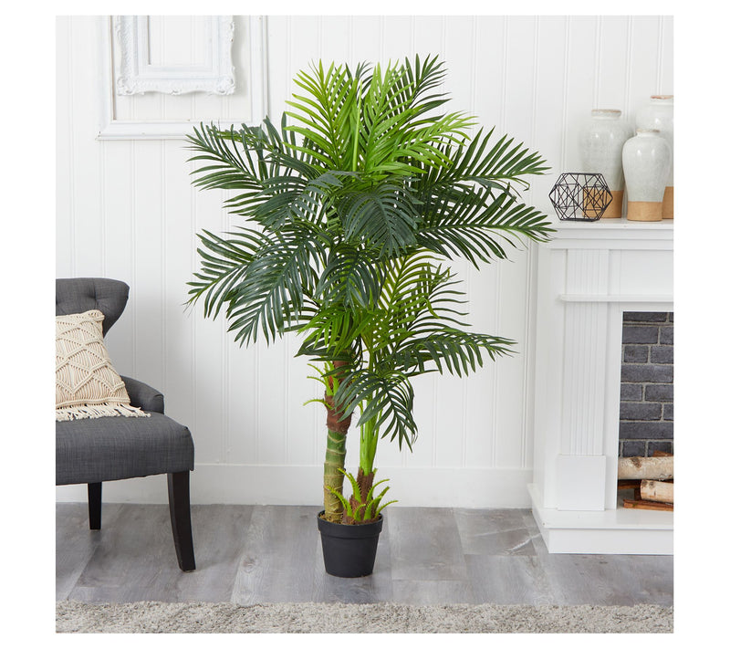 5' Double Stalk Hawaii Palm Tree by Nearly Natural — View 2