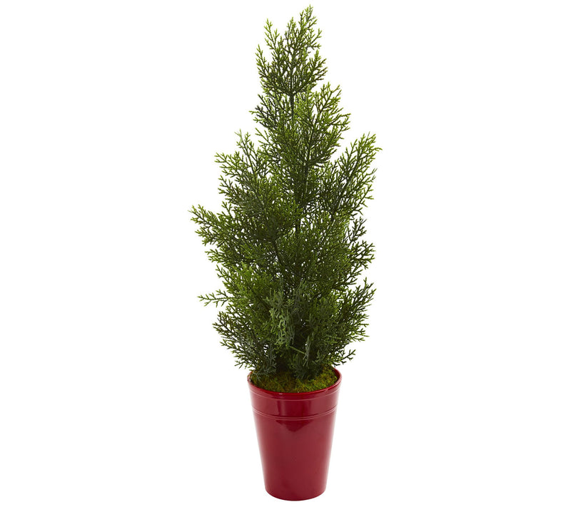 27" Mini Cedar Pine Tree in Planter by Nearly Natural — Main view