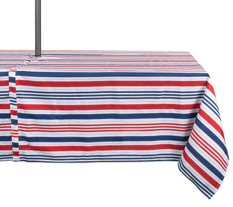 Design Imports Patriotic Stripe Tablecloth w/Zipper 60" x 120" — Main view