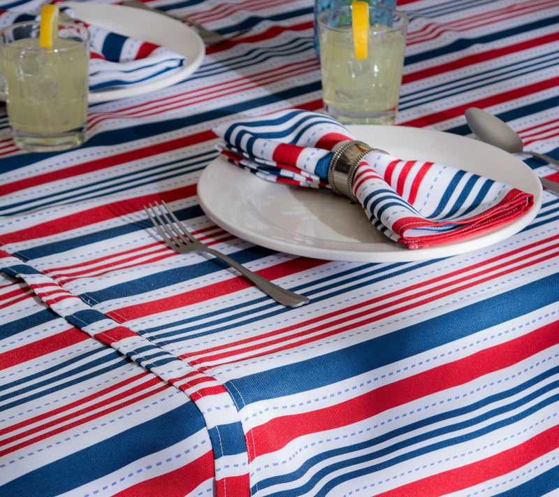Design Imports Patriotic Stripe Tablecloth w/Zipper 60" x 120" — View 2