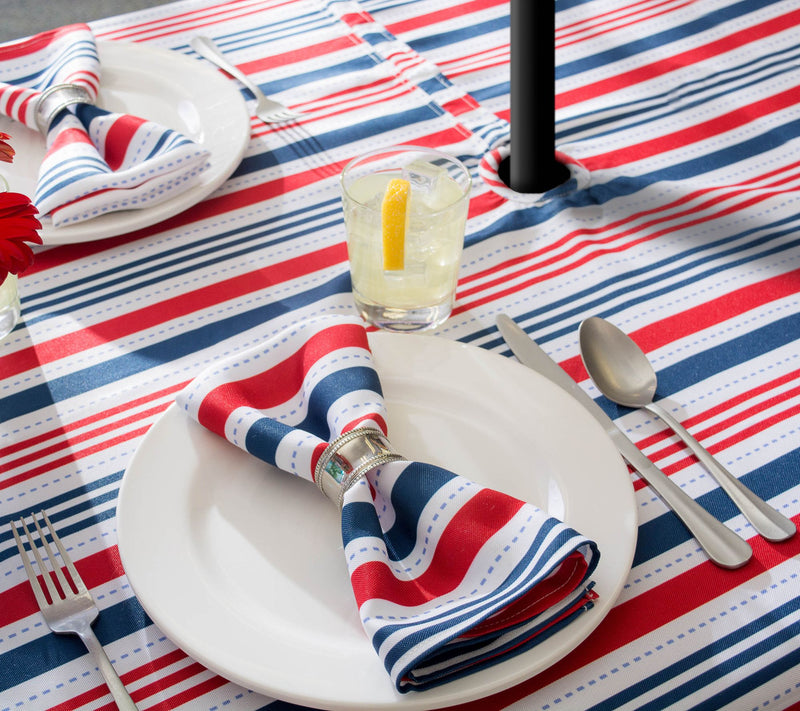 Design Imports Patriotic Stripe Tablecloth w/Zipper 60" x 120" — View 3