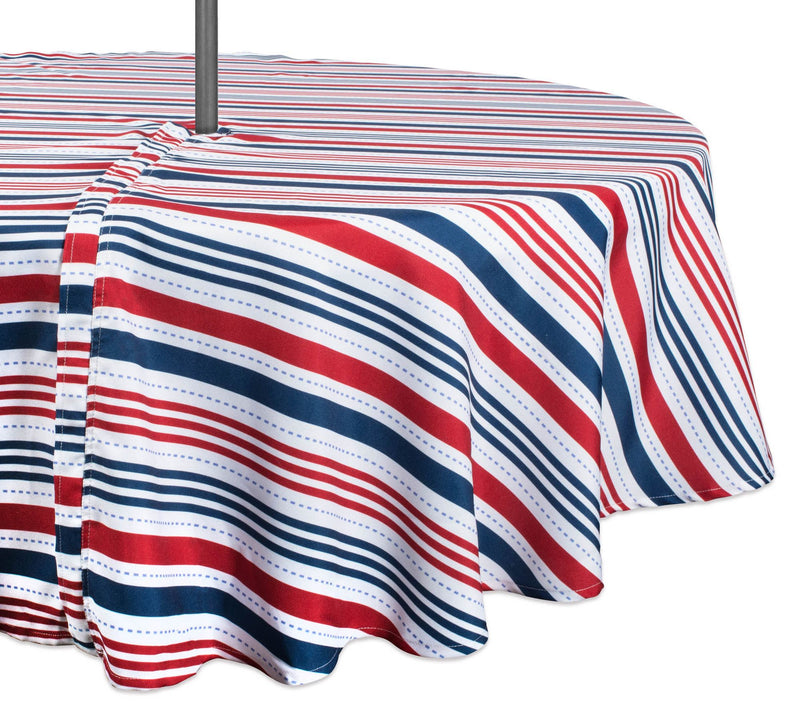 Design Imports Patriotic Stripe Tablecloth w/ Zipper 60" Round — Main view
