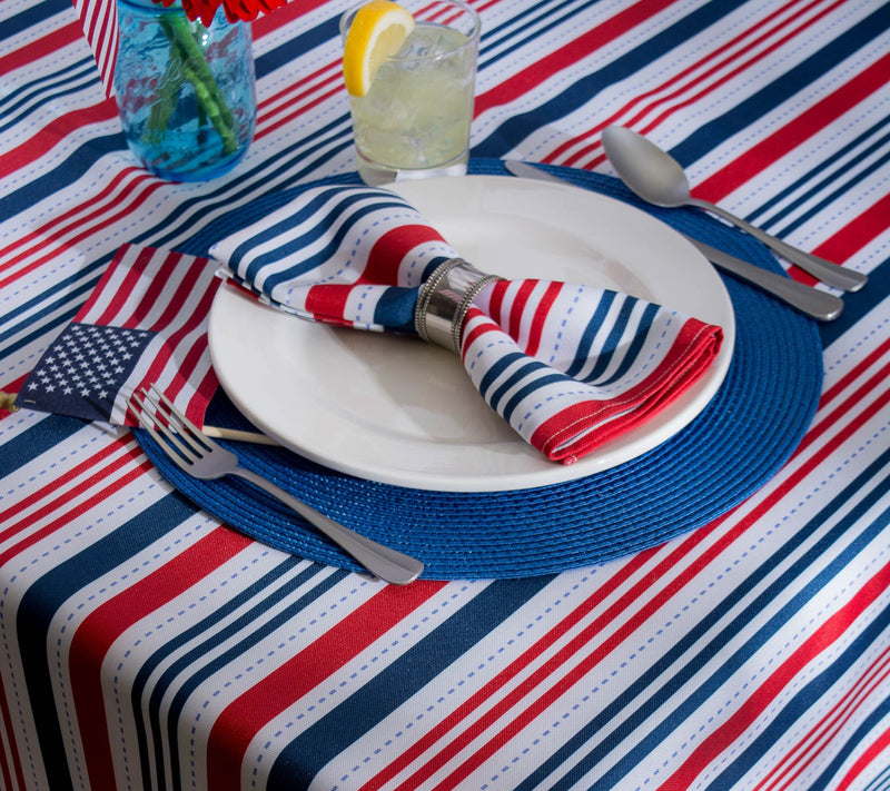 Design Imports Patriotic Stripe Outdoor Tablecloth 60" x 84" — View 3