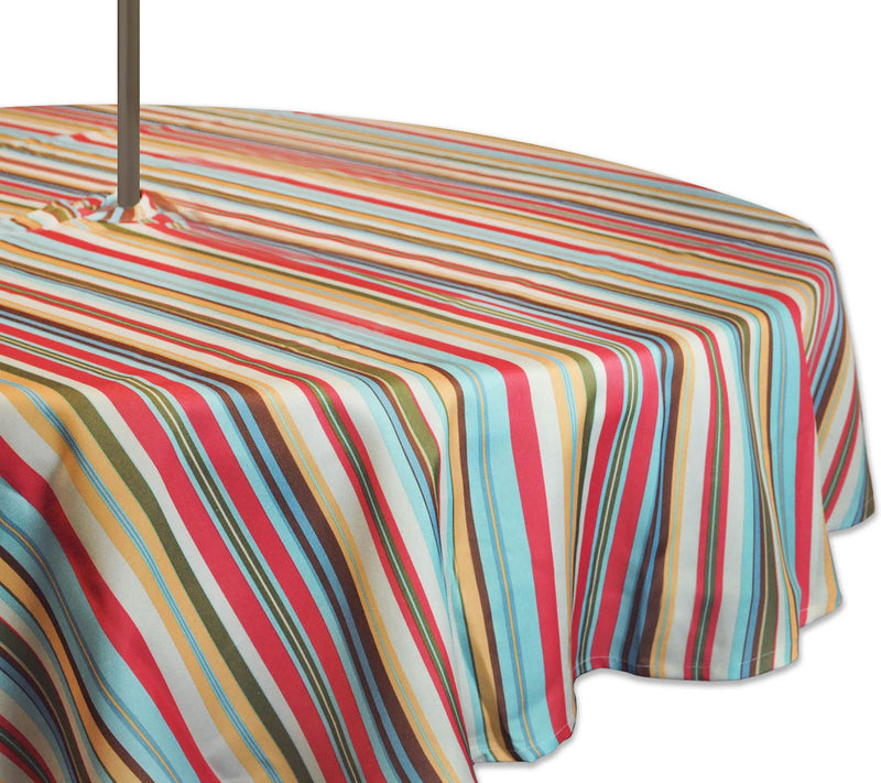 Design Imports Summer Stripe Tablecloth w/ Zipper 60" Round — View 3