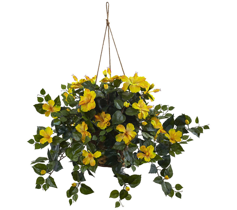 Hibiscus Hanging Basket by Nearly Natural — Main view