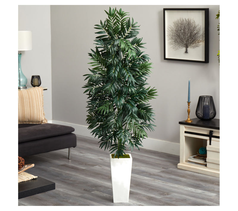 5' Bamboo Palm Plant in Planter by Nearly Natural — View 2