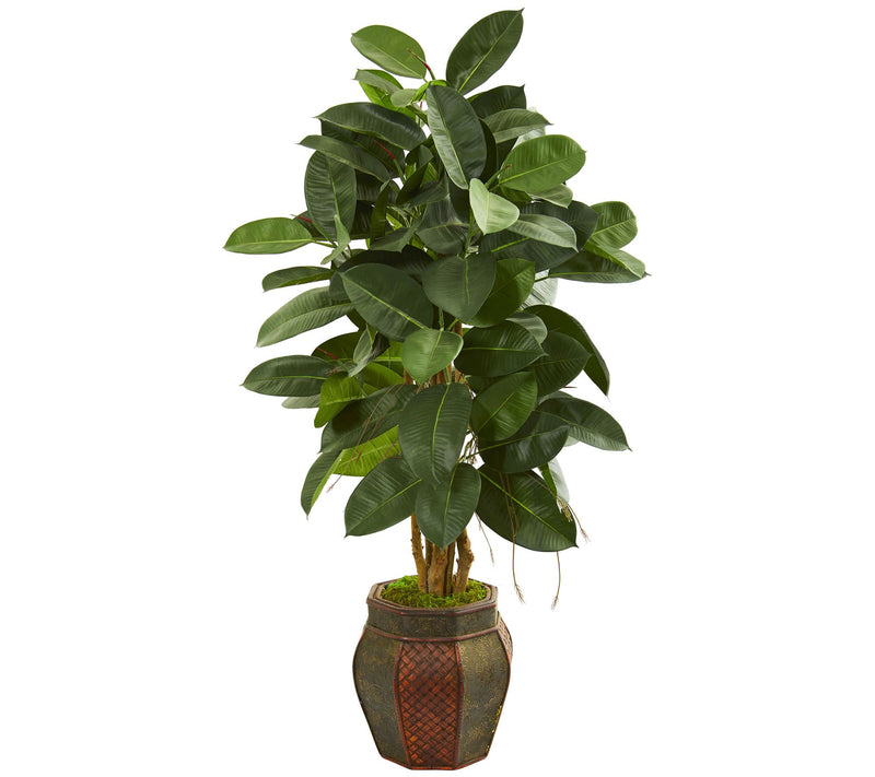 52" Rubber Leaf Tree in Planter by Nearly Natural — Main view