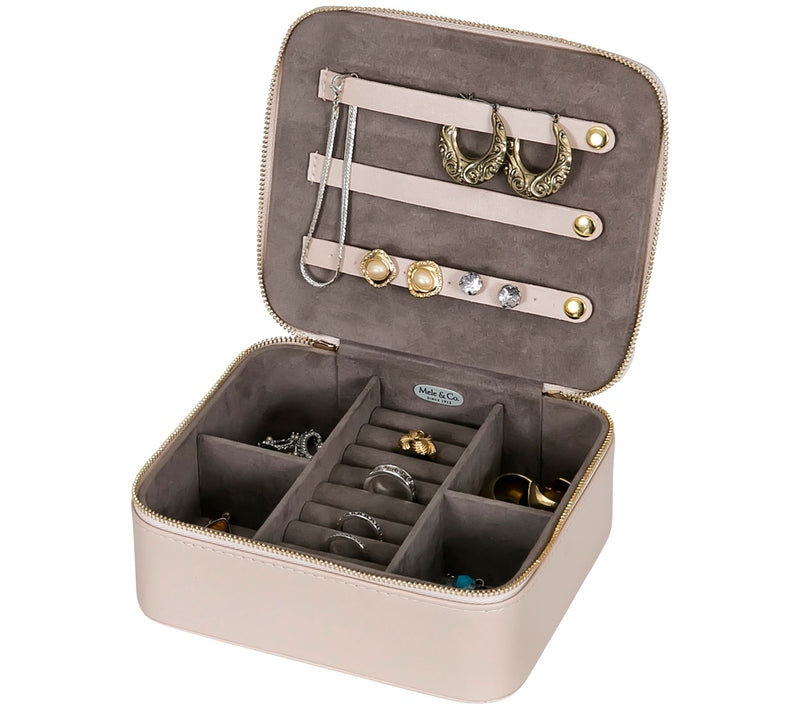 Mele & Co. Shiloh Travel Jewelry Case in Tan Faux Leather — View 3