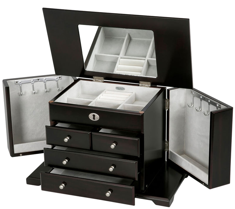 Mele & Co. Ellington Wooden Jewelry Box in Mahogany Finish — View 2