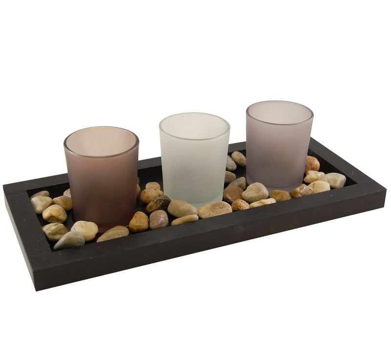 LumaBase Pebble Tray with 3 Glass Holders — Main view