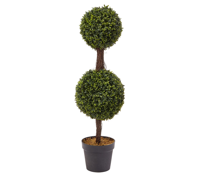 Pure Garden 36" Artificial Podocarpus Double Ball Topiary — Main view