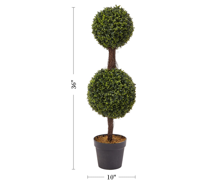 Pure Garden 36" Artificial Podocarpus Double Ball Topiary — View 2