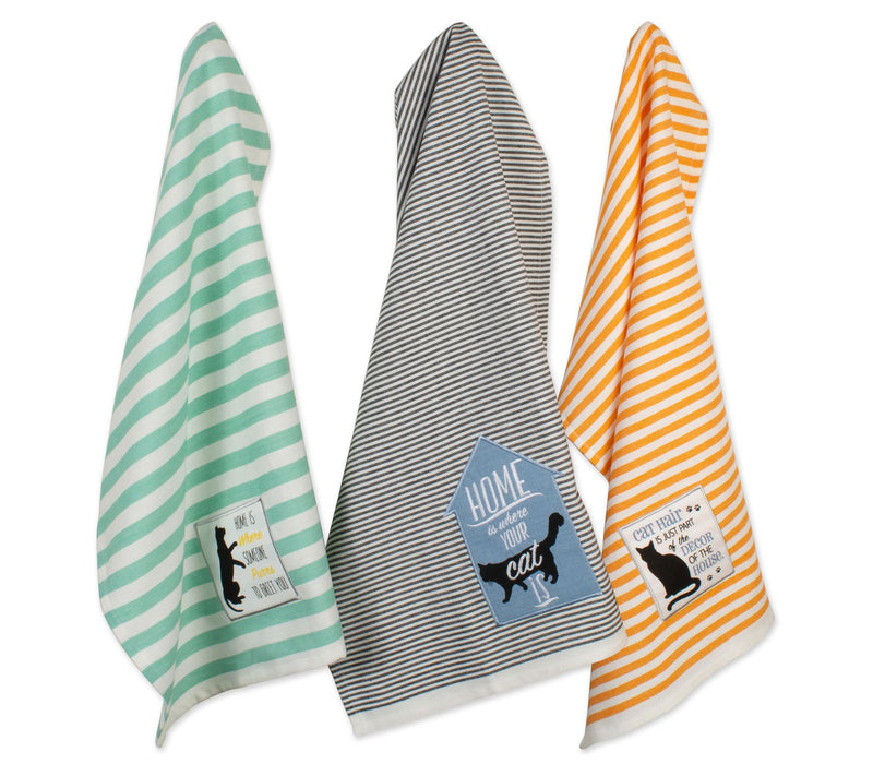 Design Imports Set of 3 Cat's Meow EmbellishedKitchen Towels — View 2