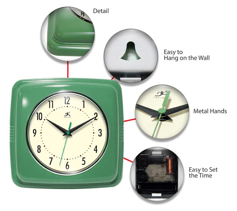 Infinity Instruments 9" Retro Silent Kitchen Clock — View 34
