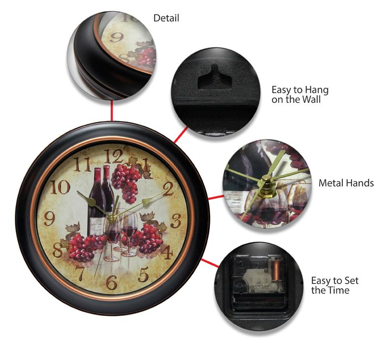 Infinity Instruments Pinot Wine Grapes 12-inchWall Clock — View 6