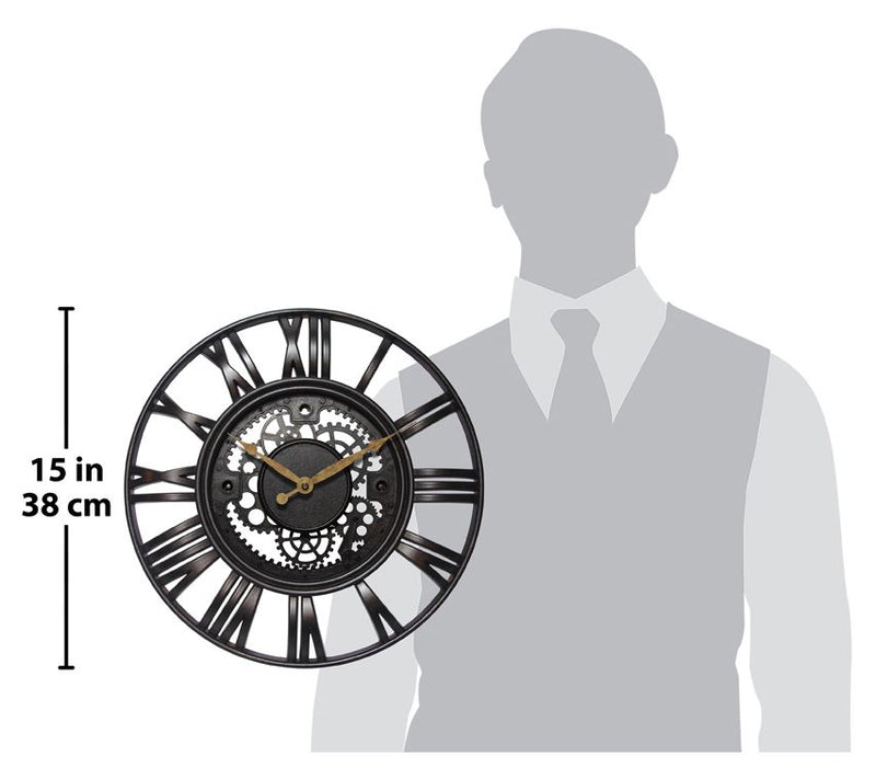 Infinity Instruments Roman Gear Silver 15" WallClock — View 5