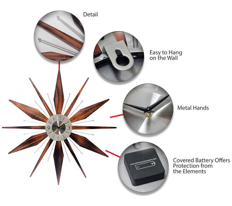 Infinity Instruments Utopia 30" Mid-Century Modern Clock — View 6