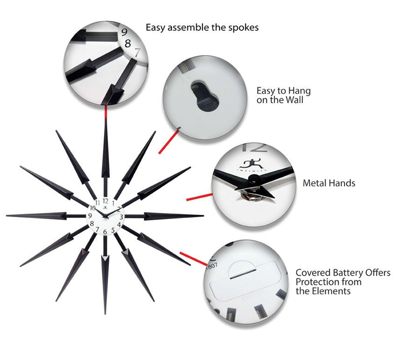 Infinity Instruments Celeste 24" Starburst Modern Clock — View 12