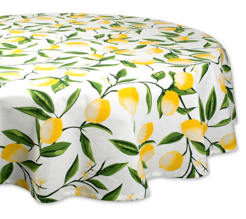 Design Imports Lemon Bliss Print Tablecloth 70"Round — Main view