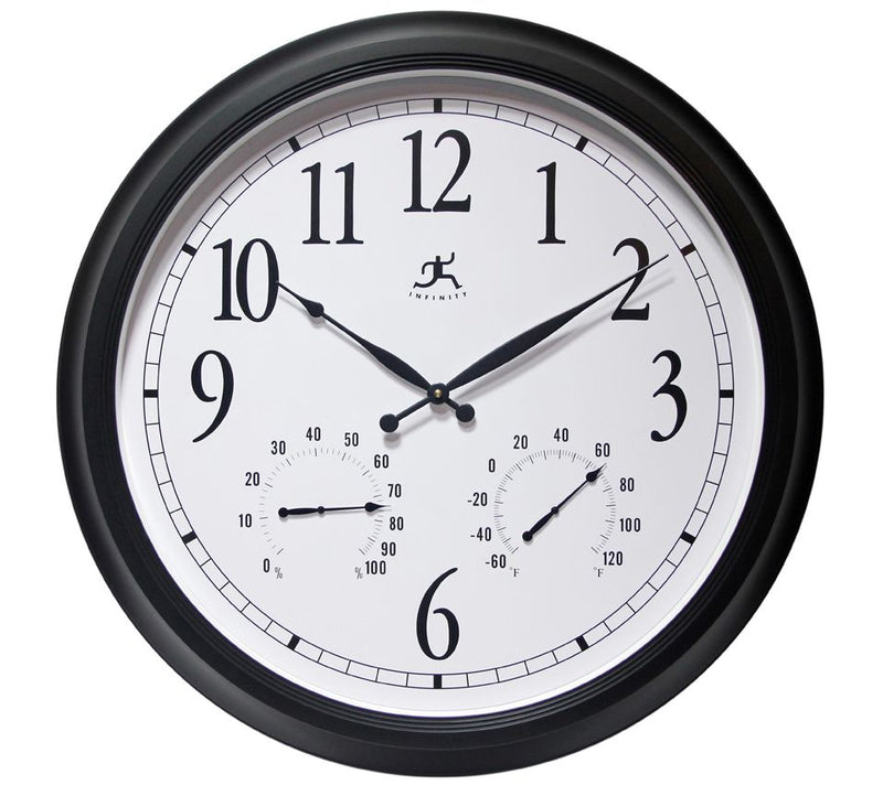 Infinity Instruments Classic Black Indoor/Outdoor Large Clock — Main view