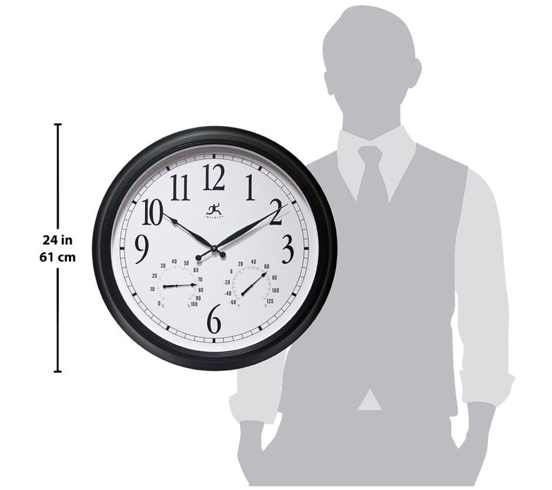 Infinity Instruments Classic Black Indoor/Outdoor Large Clock — View 5