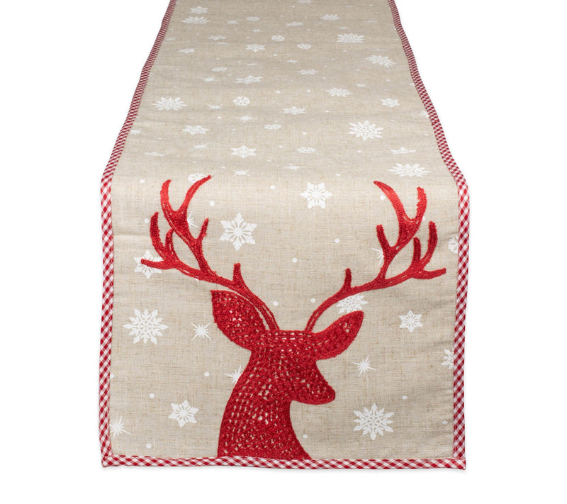 Design Imports Red Reindeer Embroidered Table Rnner 14" x 70" — Main view
