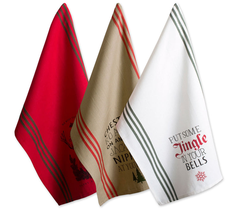 Design Imports Set of 3 Holiday Stag ChristmasKitchen Towels — View 2
