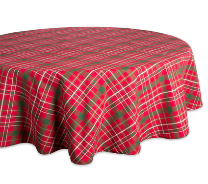 Design Imports Tartan Holiday Plaid Tablecloth0" Round