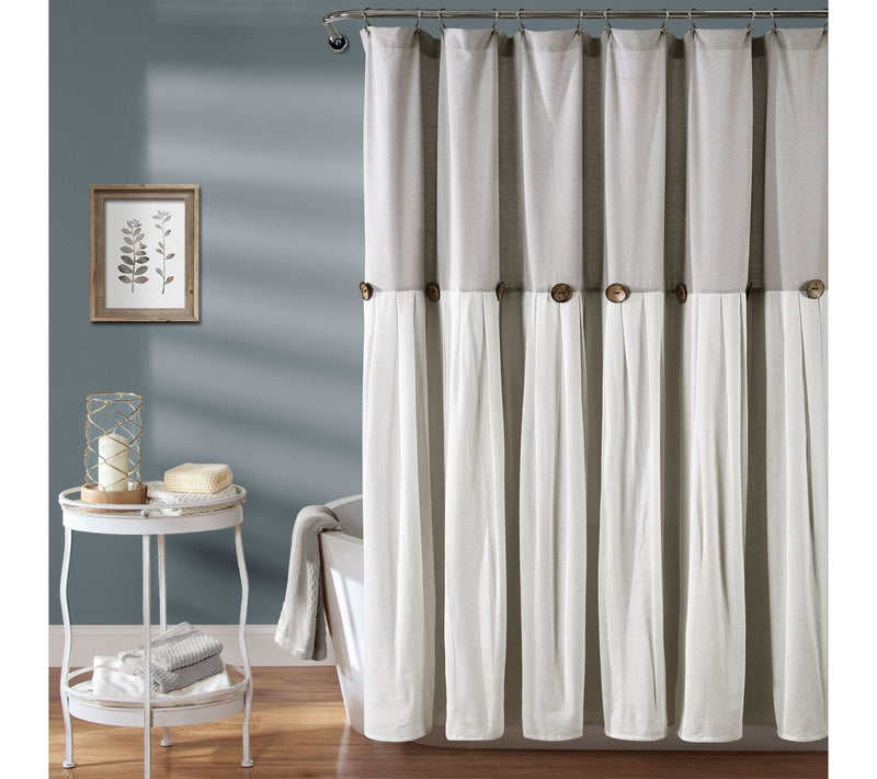 Linen Button 72" x 72" Shower Curtain by Lush Decor — View 3