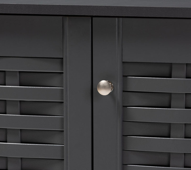 Baxton Studio Winda Charcoal 3-Door Shoe Cabinet — View 6