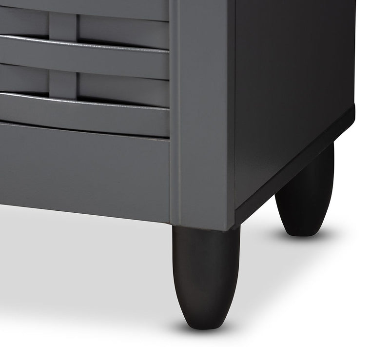 Baxton Studio Winda Charcoal 3-Door Shoe Cabinet — View 7