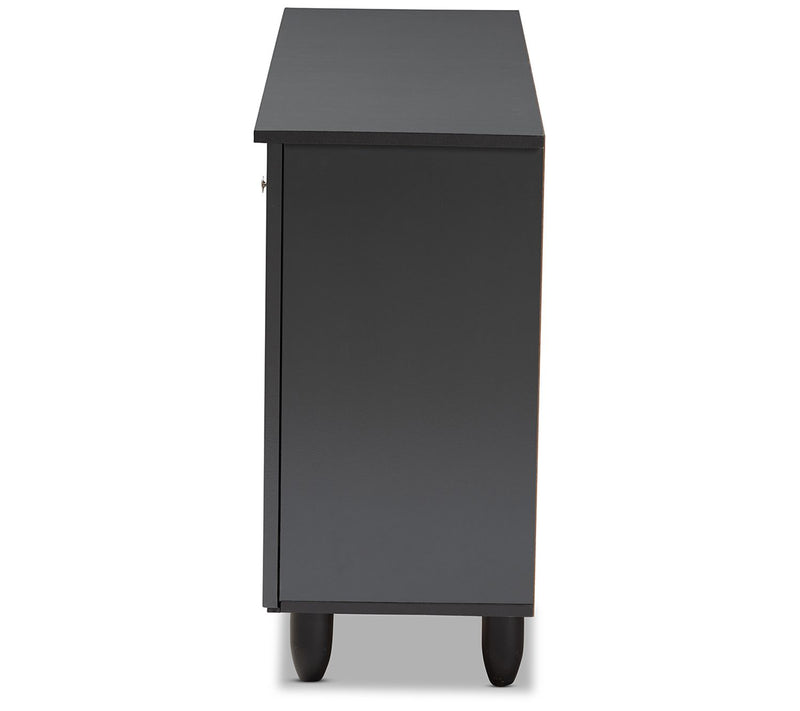 Baxton Studio Winda Charcoal 3-Door Shoe Cabinet — View 5