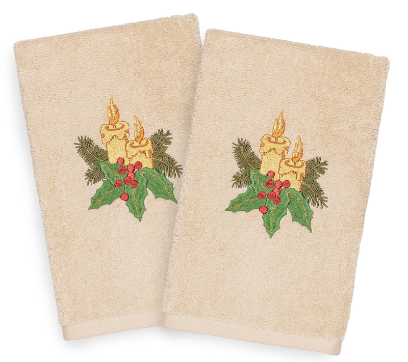 Linum Home Textiles Christmas Candles 2-Piece Hand Towels — View 5