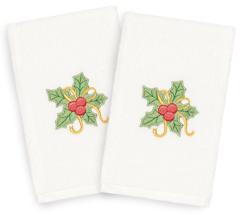 Linum Home Textiles Christmas Holly Bunch 2-Piece Hand Towels — Main view