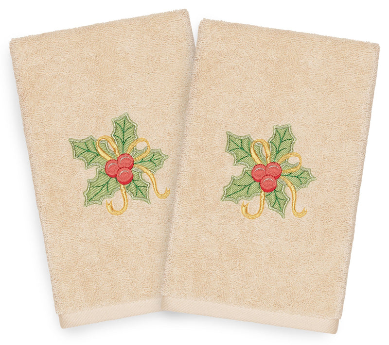 Linum Home Textiles Christmas Holly Bunch 2-Piece Hand Towels — View 5