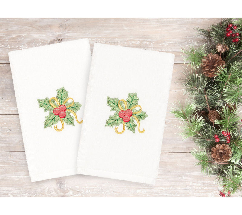 Linum Home Textiles Christmas Holly Bunch 2-Piece Hand Towels — View 6