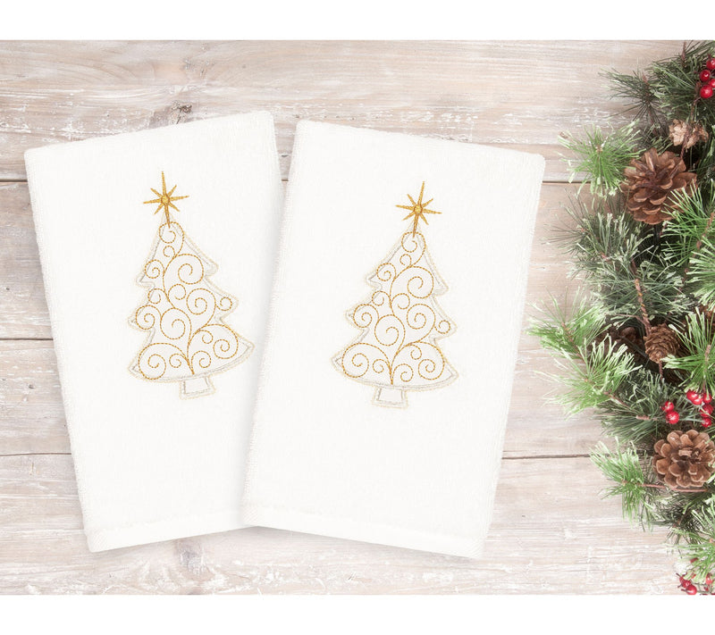 Linum Home Textiles Christmas Scroll Tree 2-Piece Hand Towels — View 6