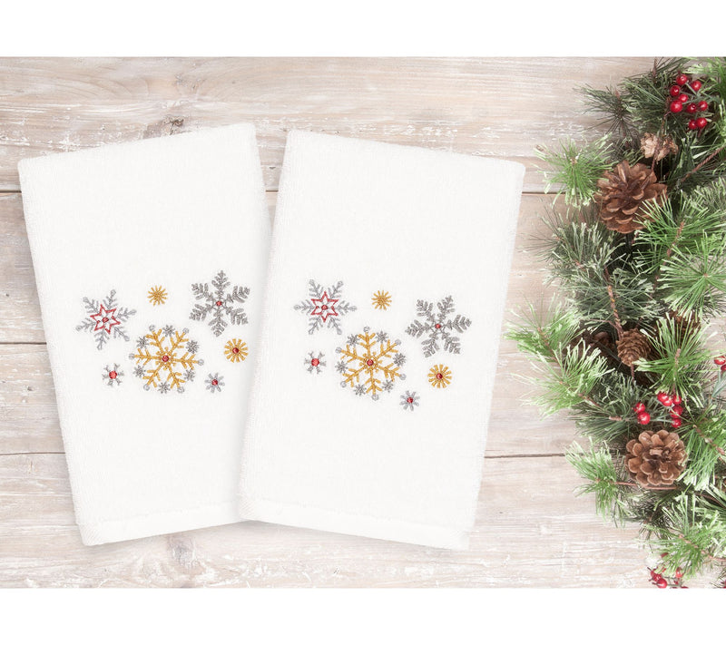 Linum Home Textiles Christmas Snowfall 2-Piec eHand Towels — View 6